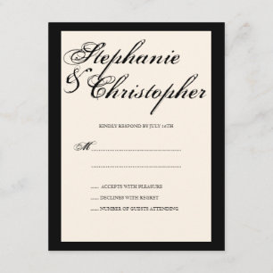 Placa de Resposta RSVP de Casamento de Elegância d