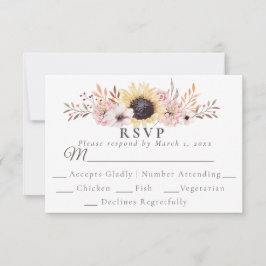 Placa de Resposta RSVP de Casamento de Girassóis