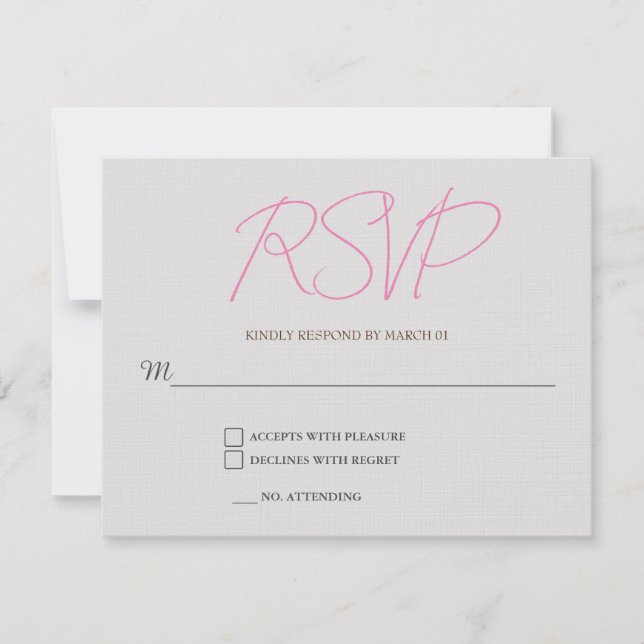 Placa de Resposta RSVP de Casamento Simples Linen (Frente)