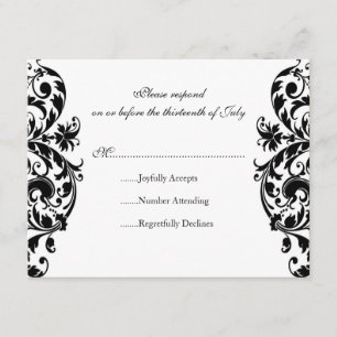 Placa de Resposta RSVP de Convite para Casamento t