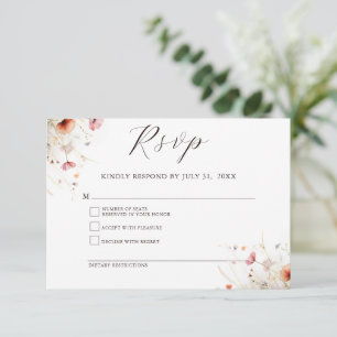 Placa de Resposta RSVP de Flor Selvagem Elegante