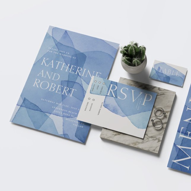 Placa de Resposta RSVP de Formas de Água Moderna (Criador carregado)