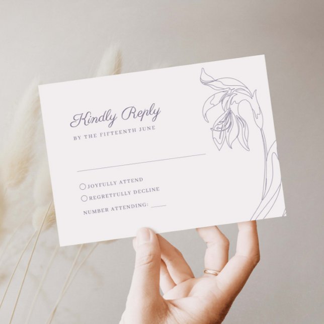 Placa de resposta RSVP de Lavanda de arco de flor  (Criador carregado)