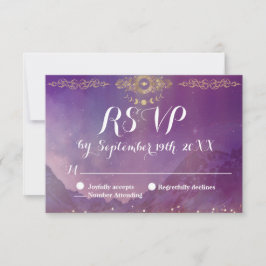 Placa de Resposta RSVP de Lua Dourada do Violet Sk
