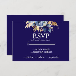 Placa de resposta RSVP de opções de menu azul e Do