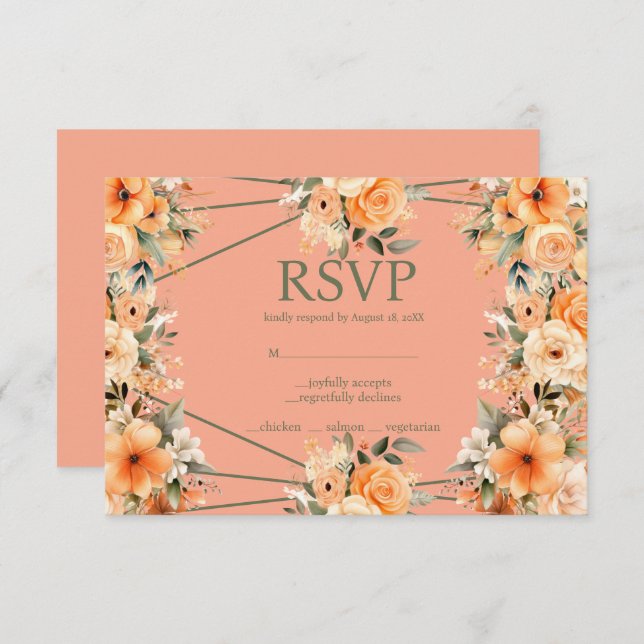 Placa de resposta RSVP de opções do menu Rosas de  (Frente/Verso)