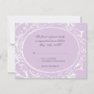 Placa de Resposta RSVP de Peacock Barroco - Roxo