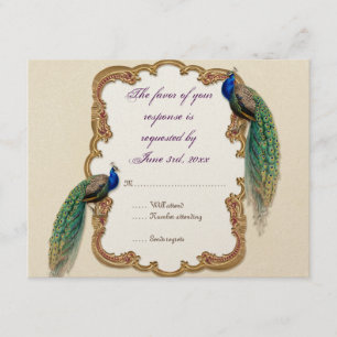 Placa de Resposta RSVP de Peacock e Calliografia d