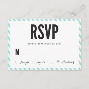 Placa de Resposta RSVP de Stripes Azul Teal