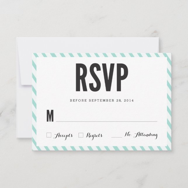 Placa de Resposta RSVP de Stripes Azul Teal (Frente)