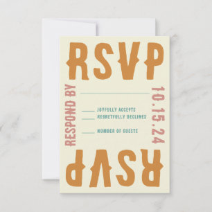 Placa de Resposta RSVP de Tipografia Brilhada