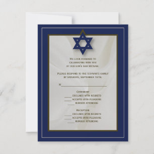Placa de resposta RSVP do Bar Elegante Mitzvah no 