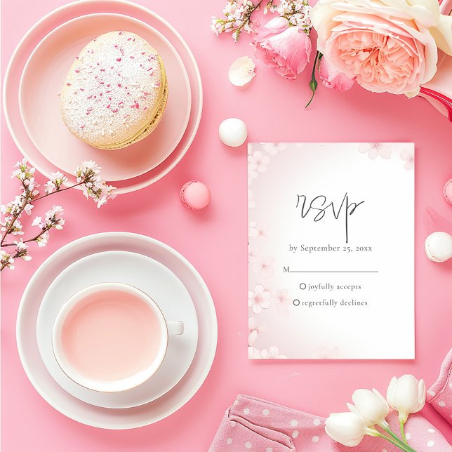 Placa de resposta RSVP do Blossom de Cereja Suave (Soft Cherry Blossom RSVP Response Card.)