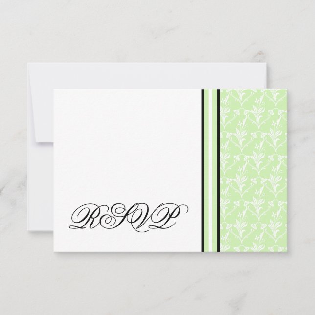Placa de resposta RSVP do Damask Verde (Frente)