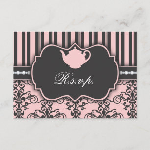 Placa de resposta RSVP do partido Chic Damask & St
