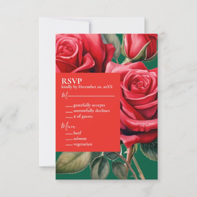 Placa de Resposta RSVP do Rosa vermelha (Frente)