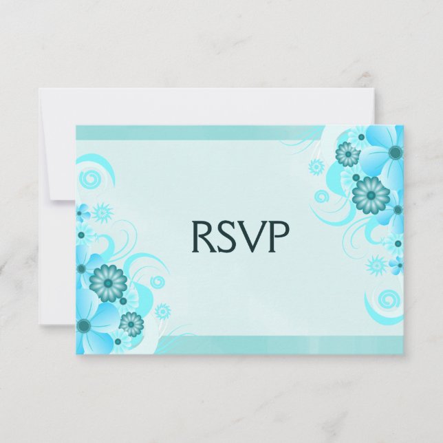 Placa de resposta RSVP Elegante Floral Elegante Az (Frente)