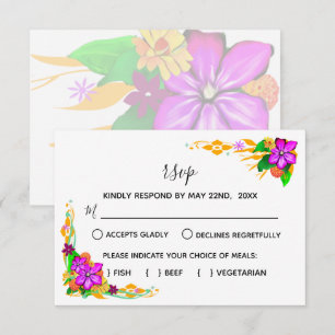 Placa de resposta RSVP Floral Elegante, Mágica e N