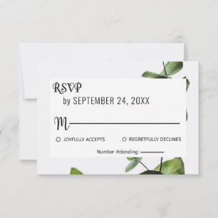 Placa de resposta RSVP floral verde Emerald