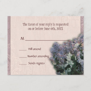 Placa de resposta RSVP - Lilases impressionistas