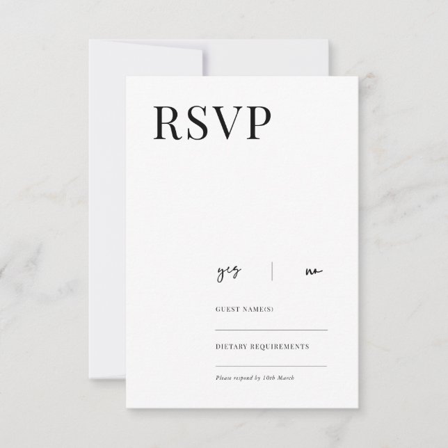 Placa de resposta RSVP minimalista Elegante (Frente)