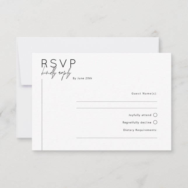Placa de resposta RSVP minimalista simples (Frente)