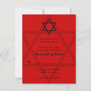 Placa de resposta RSVP Mitzvah, Bar preto e vermel