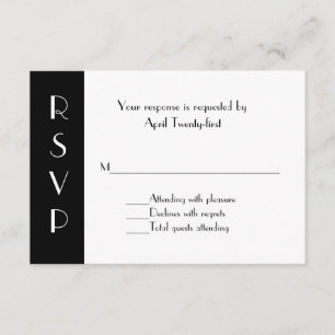 Placa de resposta RSVP na moda preto e branco