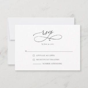 Placa de resposta RSVP preto e branco moderno II