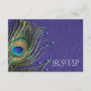 Placa de resposta RSVP Roxo de joias de penas Paco