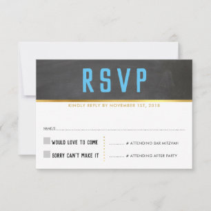 PLACA DE RESPOSTA RSVP — Smart bold chalkboard blu