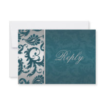 Placa de resposta Silver and Teal Damask II