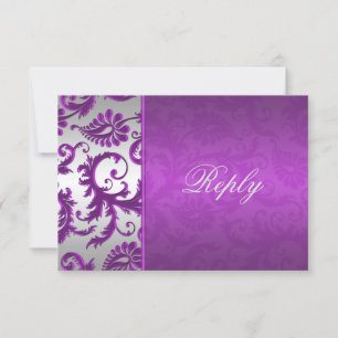Placa de resposta Silver e Purple Damask II