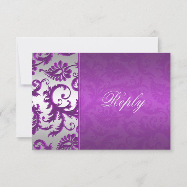 Placa de resposta Silver e Purple Damask II (Frente)