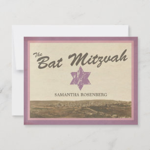 Placa de resposta Vintage Jerusalem Bat Mitzvah em