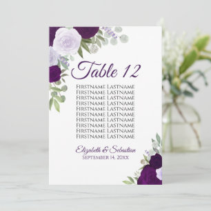 Placa de Rosa de Casamento de Boho Roxo Grande