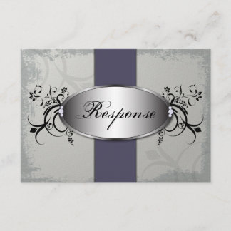 Placa de RSVP de Resposta de Casamento - Cinza de