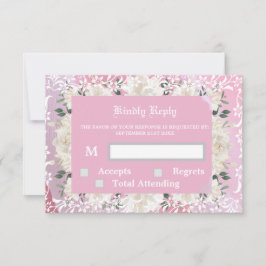 Placa de RSVP e Resposta floral rosa e floral