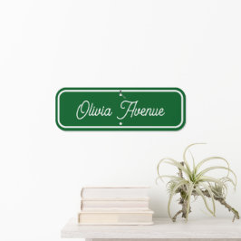 Placa de Rua Personalizada Infantil Nome Verde & B