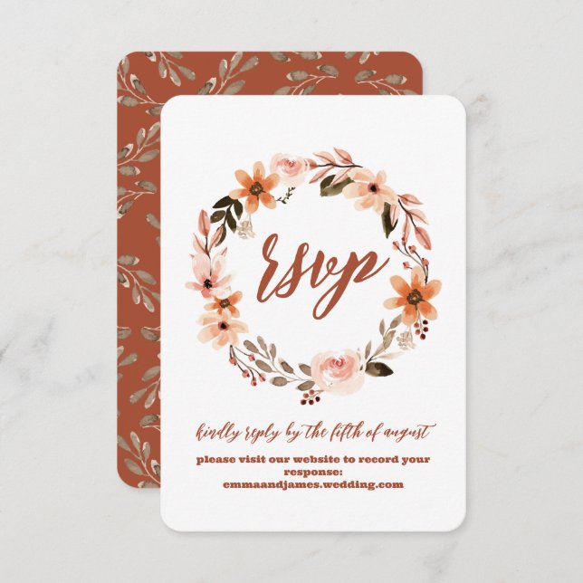 Placa de Site de Casamento RSVP de Resposta Floral (Frente/Verso)