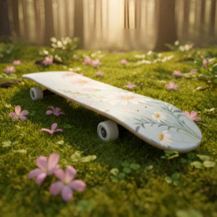 Placa de Skateboard Floral Watercolor   Design bot