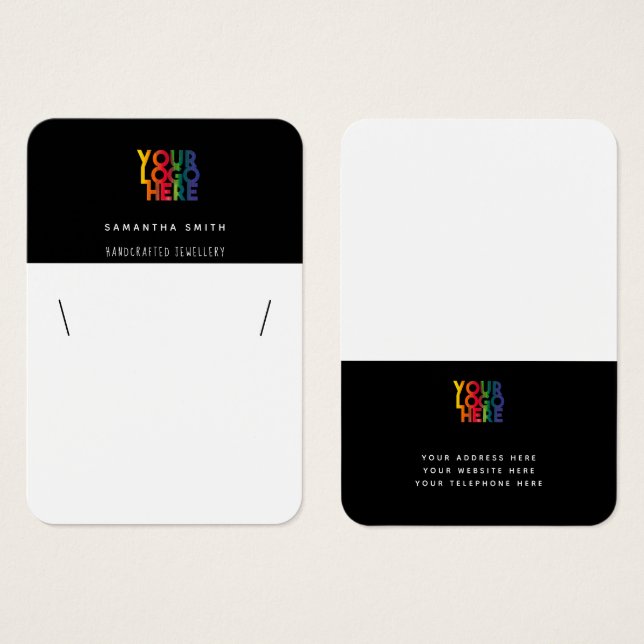 Placa de vídeo de colar branco preto para empresas (Frente & Verso)