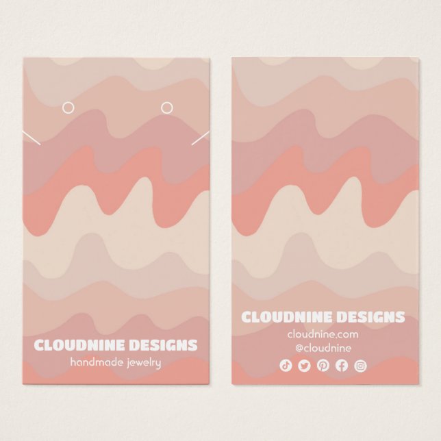 Placa de vídeo joalharia de colar com ondas cor-de (Frente & Verso)