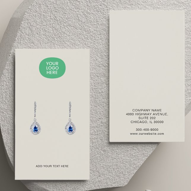 Placa de vídeo para adição personalizada de logoti (Custom Add Logo Light Tan Earrings Display Card)