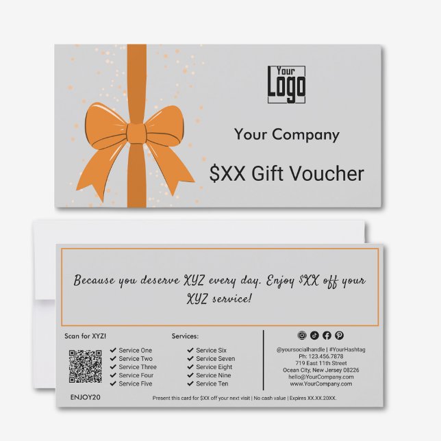 Placa de Voucher de Nota de Código QR para Pequena (Small Business QR Code Note Gift Voucher Card)