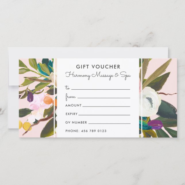 Placa de Voucher de Presente Floral de Bosta Botân (Frente)