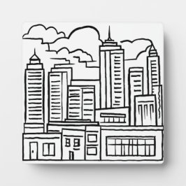 Placa Desenho da Arte Moderna do Skyline da Cidade