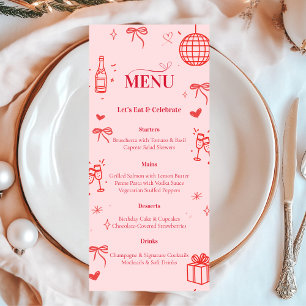 Placa do menu de Festa de aniversário rosa Saúde