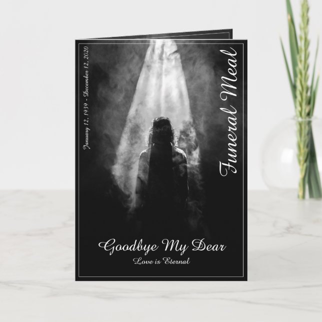 Placa do menu de refeições funerárias na luz (Frente)