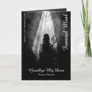 Placa do menu de refeições funerárias na luz